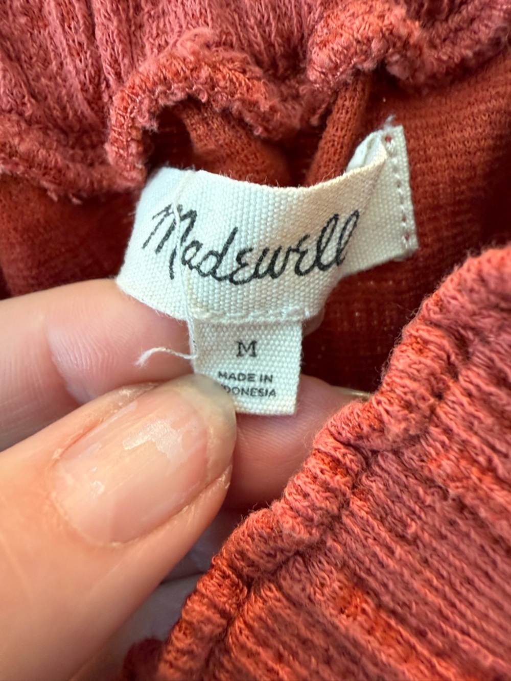 Madewell One-Shoulder Textured Coral Dress - Picture 2 of 2